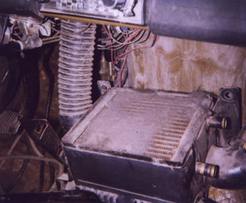 Dust, debris and crud clogging up the top of the front heater core
